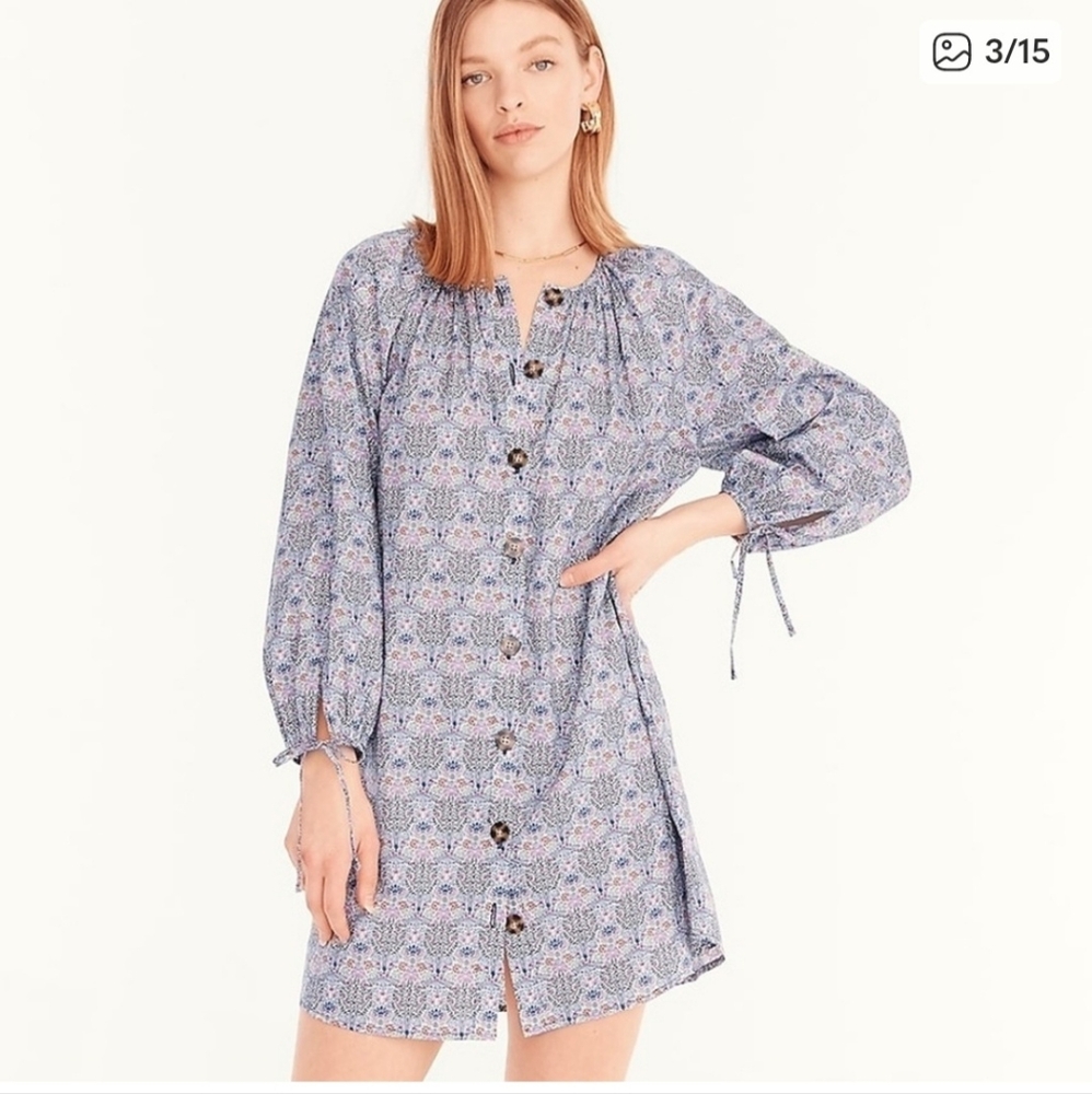 🆕️ J. Crew Liberty® Of London Fabric Button Front floral Shirt Dress Medium NWT - Picture 3 of 13